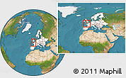 Satellite Location Map of Jersey, highlighted continent, within the entire continent