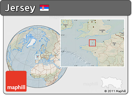 Satellite Location Map of Jersey, lighten