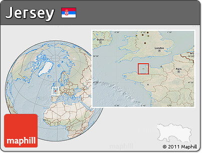 Satellite Location Map of Jersey, lighten