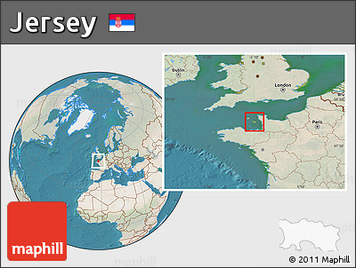 Satellite Location Map of Jersey, lighten, land only