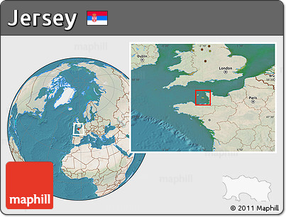 Satellite Location Map of Jersey, lighten, land only