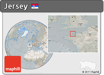 Satellite Location Map of Jersey, lighten, semi-desaturated