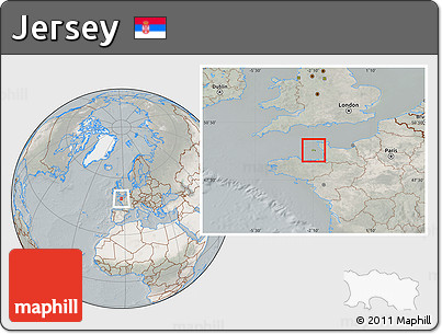 Satellite Location Map of Jersey, lighten, semi-desaturated