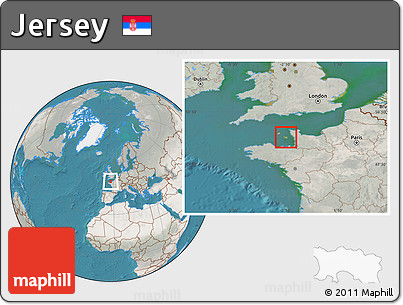 Satellite Location Map of Jersey, lighten, semi-desaturated, land only