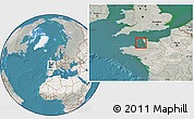 Satellite Location Map of Jersey, lighten, semi-desaturated, land only