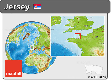 Satellite Location Map of Jersey, physical outside