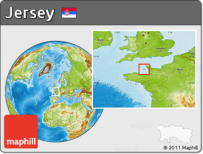 Satellite Location Map of Jersey, physical outside