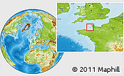 Satellite Location Map of Jersey, physical outside