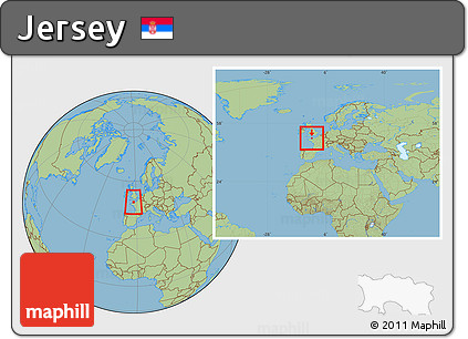Savanna Style Location Map of Jersey, within the entire continent