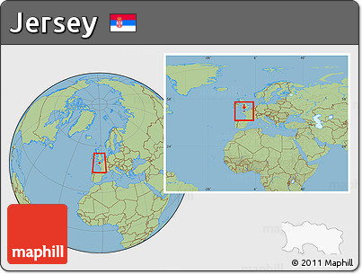 Savanna Style Location Map of Jersey, within the entire continent