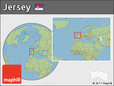 Savanna Style Location Map of Jersey, within the entire continent