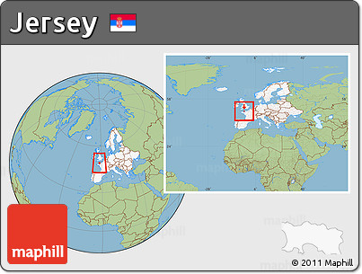 Savanna Style Location Map of Jersey, highlighted continent, within the entire continent