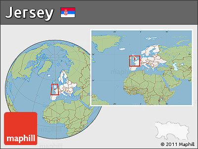 Savanna Style Location Map of Jersey, highlighted continent, within the entire continent