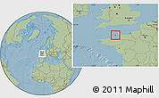 Savanna Style Location Map of Jersey, hill shading