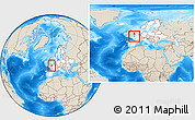 Shaded Relief Location Map of Jersey, highlighted continent, within the entire continent