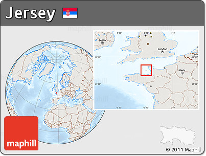Shaded Relief Location Map of Jersey, lighten