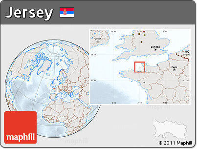 Shaded Relief Location Map of Jersey, lighten, semi-desaturated