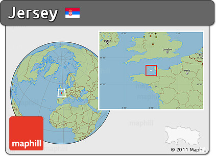 Shaded Relief Location Map of Jersey, savanna style outside