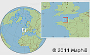 Shaded Relief Location Map of Jersey, savanna style outside