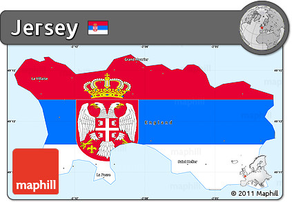 Flag Simple Map of Jersey, single color outside, borders and labels