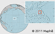Blank Location Map of Johnston Atoll, gray outside, hill shading outside