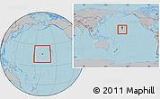 Gray Location Map of Johnston Atoll, within the entire continent, hill shading
