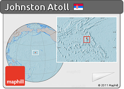 Gray Location Map of Johnston Atoll, hill shading outside