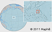 Gray Location Map of Johnston Atoll, hill shading outside