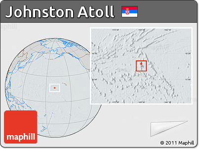 Gray Location Map of Johnston Atoll, lighten, semi-desaturated, hill shading