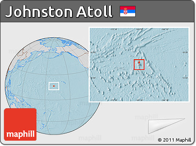 Gray Location Map of Johnston Atoll, lighten, semi-desaturated, land only, hill shading
