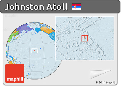 Gray Location Map of Johnston Atoll, political outside, hill shading