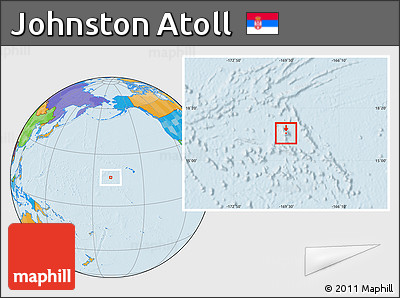 Gray Location Map of Johnston Atoll, political outside, hill shading