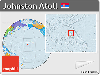 Gray Location Map of Johnston Atoll, political outside, hill shading