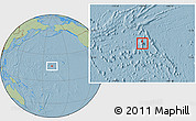 Gray Location Map of Johnston Atoll, savanna style outside, hill shading