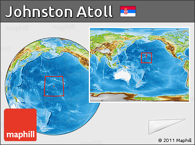 Physical Location Map of Johnston Atoll, highlighted continent, within the entire continent