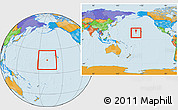 Political Location Map of Johnston Atoll, within the entire continent