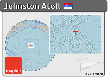 Political Location Map of Johnston Atoll, gray outside, hill shading