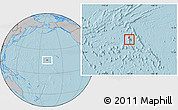Political Location Map of Johnston Atoll, gray outside, hill shading