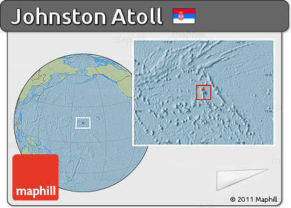 Political Location Map of Johnston Atoll, savanna style outside, hill shading
