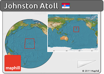 Satellite Location Map of Johnston Atoll, within the entire continent