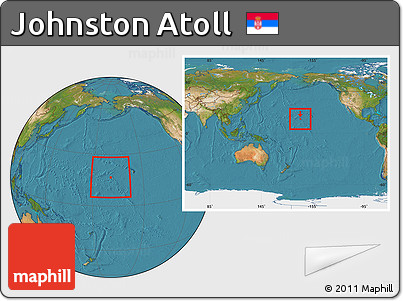 Satellite Location Map of Johnston Atoll, within the entire continent