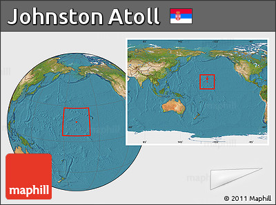 Satellite Location Map of Johnston Atoll, within the entire continent