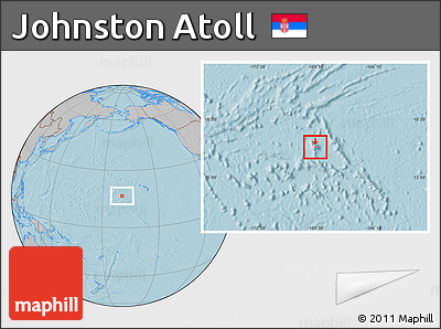 Satellite Location Map of Johnston Atoll, gray outside, hill shading