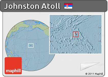 Satellite Location Map of Johnston Atoll, savanna style outside, hill shading