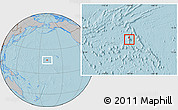 Savanna Style Location Map of Johnston Atoll, gray outside, hill shading outside