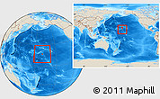 Shaded Relief Location Map of Johnston Atoll, within the entire continent