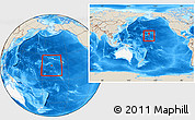 Shaded Relief Location Map of Johnston Atoll, highlighted continent, within the entire continent