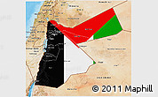Flag 3D Map of Jordan, satellite outside, bathymetry sea, flag rotated