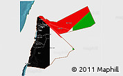 Flag 3D Map of Jordan, single color outside, satellite sea, flag rotated