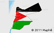Flag 3D Map of Jordan, single color outside, shaded relief sea, flag centered